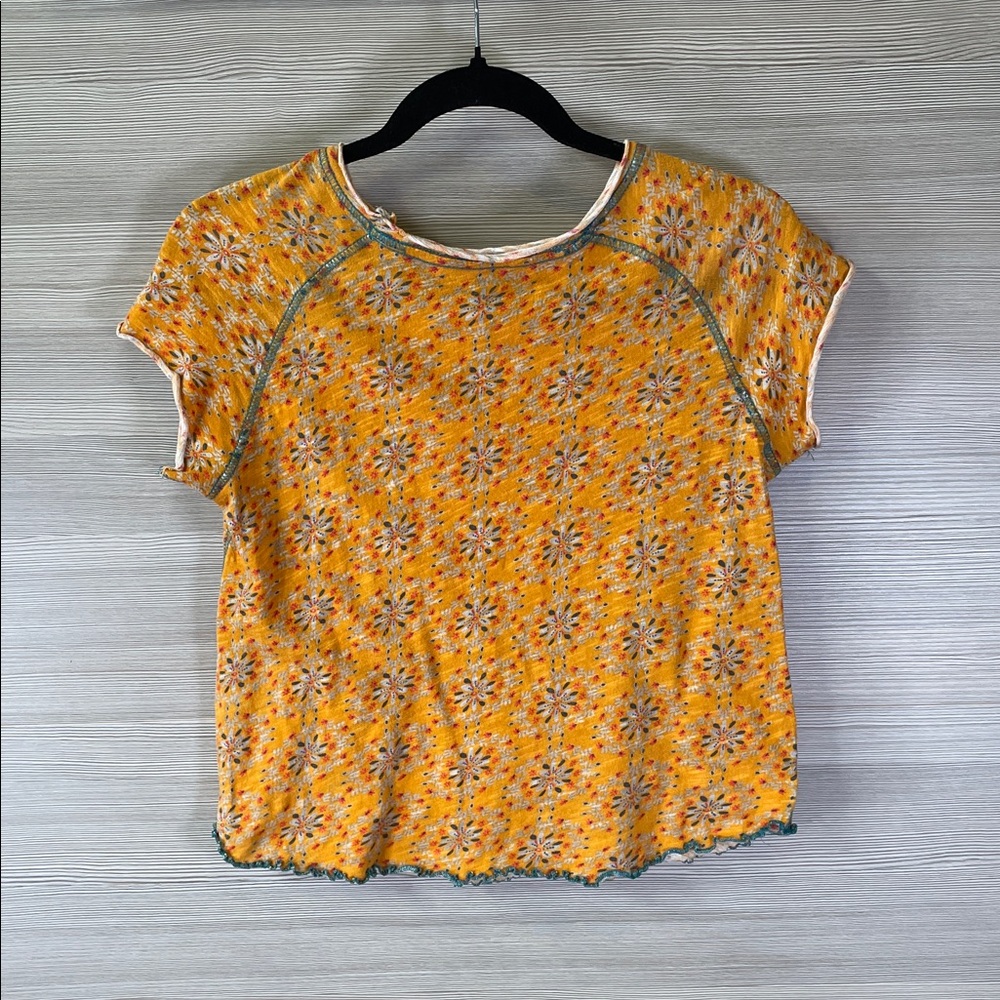 NATURAL LIFE 100% Cotton Abstract Floral Print Short Sleeve Tee Size Small - Picture 3 of 9